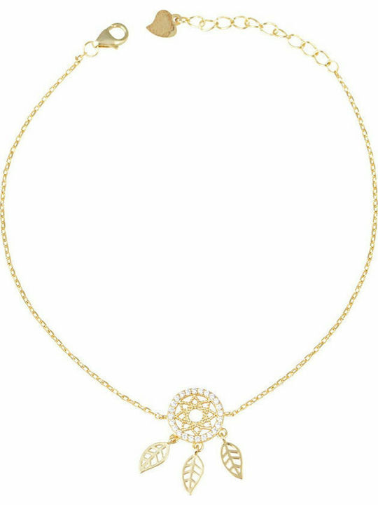 Slevori Women's Bracelet Chain made of Silver Gold Plated with Zircon