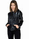 Women's Black Hooded Sweatshirt Cardigan