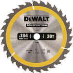 Dewalt DT1940 Δίσκος Κοπής Ξύλου 184mm με 30 Δόντια