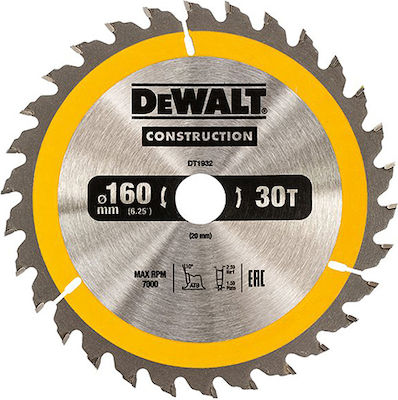 Dewalt DT1932 Cutting Disc Wood 160mm with 30 Teeth 1pcs