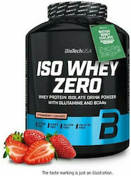 Biotech USA Iso Whey Zero With Glutamine & BCAAs Суроватъчна Протеин Без Глутен & Лактоза с Вкус на Ягода 2.27kg