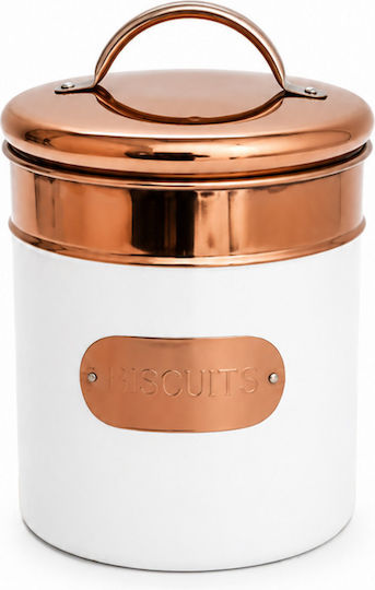 Atmosphera Metallic Cookie Jar White 14x14x17cm