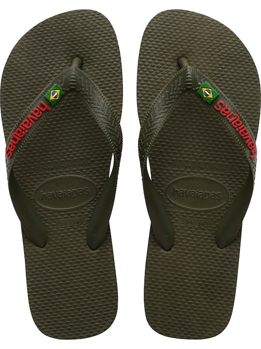 Havaianas Brasil Logo Men's Flip Flops Khaki
