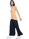 Hohe Taille Jogginghose Breit Marineblau