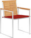 Scaun de exterior Lemn cu pernă Teak / Κόκκινο 4buc 60x56x85cm