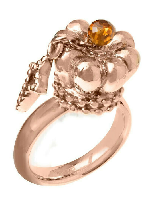Folli Follie Ring with Stones made of Steel Gold Plated
