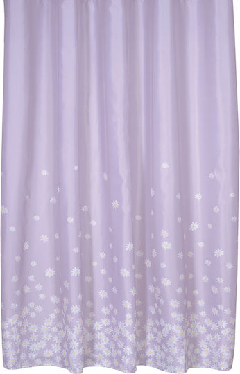 Nef-Nef Homeware Daisario Κουρτίνα Μπάνιου Υφασμάτινη με Τρουκς 180x180 cm Lilac