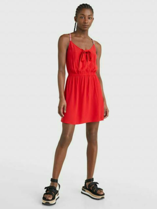 Tommy Hilfiger Mini Καλοκαιρινό All Day Φόρεμα με Τιράντα Κόκκινο