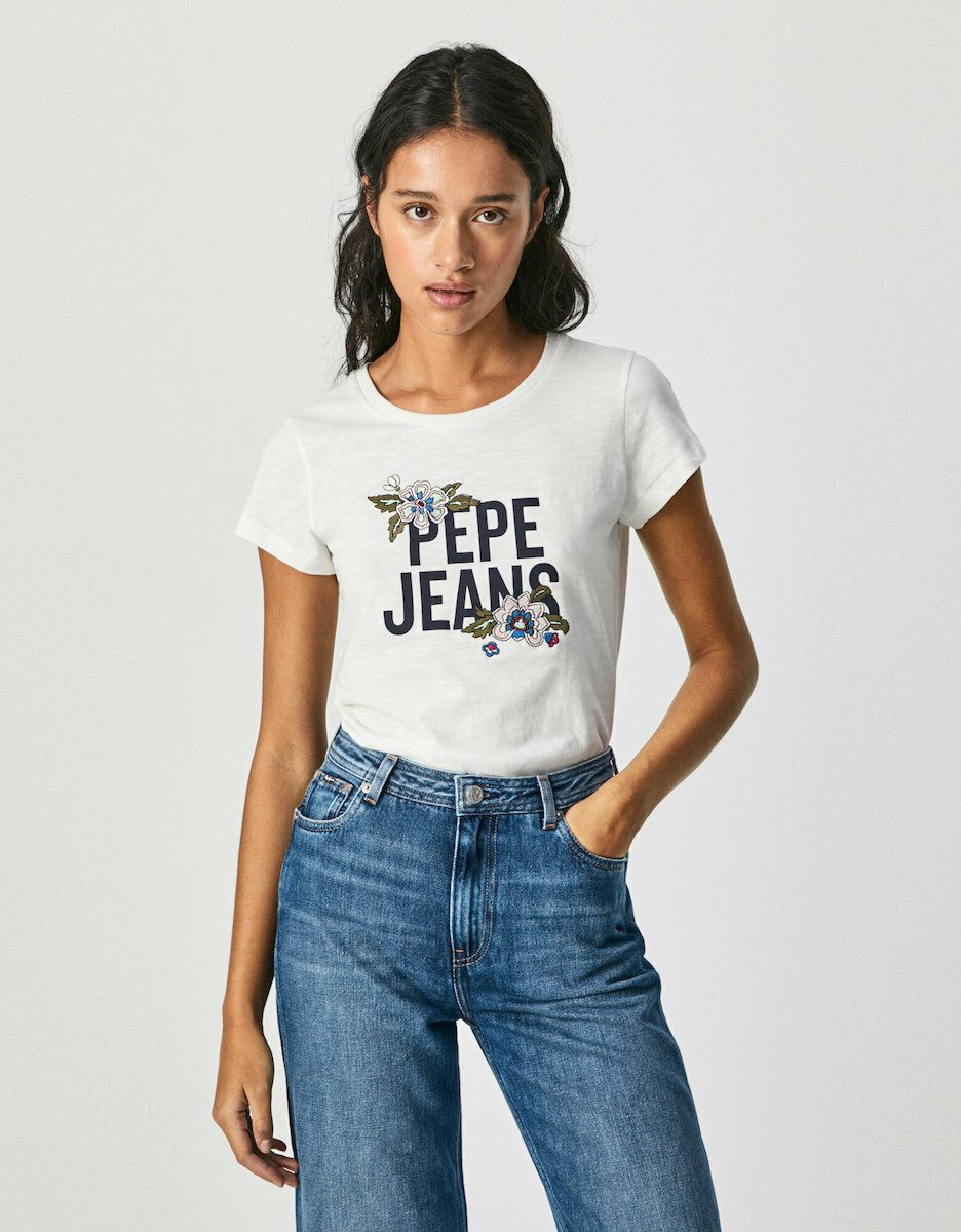 Pepe Jeans Bernardette Flowers T-shirt Floral Λευκό PL505135-800 Γυναικείο