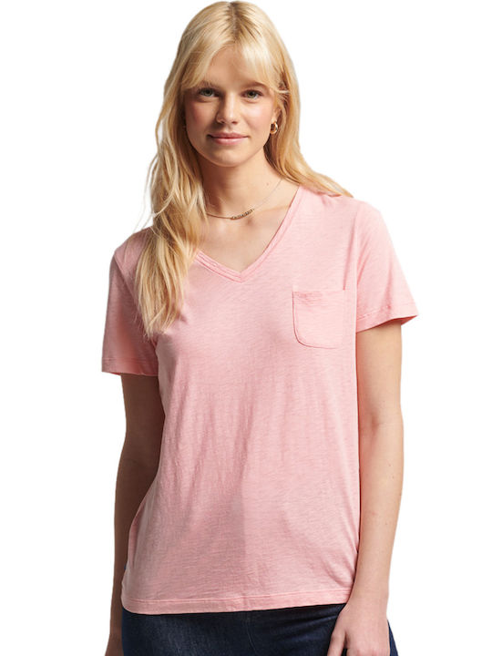 Superdry Studios Women's T-shirt with V Neckline Ballet Pink