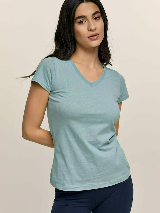 Bodymove Damen Sport T-Shirt mit V-Ausschnitt Grün
