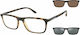 Emporio Armani Plastic Eyeglass Frame with Clip On Brown Tortoise EA4160 58021W