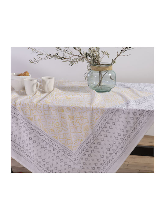 Nef-Nef Homeware Mysterious Cotton Checkered Tablecloth Yellow 140x140cm