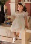Baby Bloom Εκρού Βαπτιστικό Σετ Ρούχων με Αξεσουάρ Μαλλιών & Φόρεμα 2τμχ