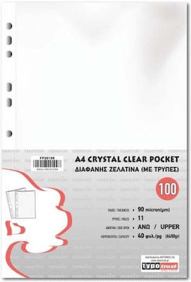 Typotrust Plastic Sleeves for Documents A4 with Holes and Reinforcement 100pcs