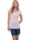Vamp Sommer Damen Pyjama-Set White/Blue/Pink