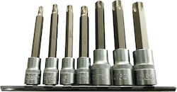 JBM Long Socket with Motor Torx and Socket 1/2'', 3/8'' Set 7pcs