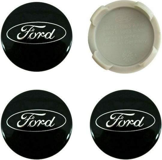 Τάπες Κέντρου Ζάντας Ford με Εσωτερική Διάμετρο 54mm Μαύρο 4τμχ