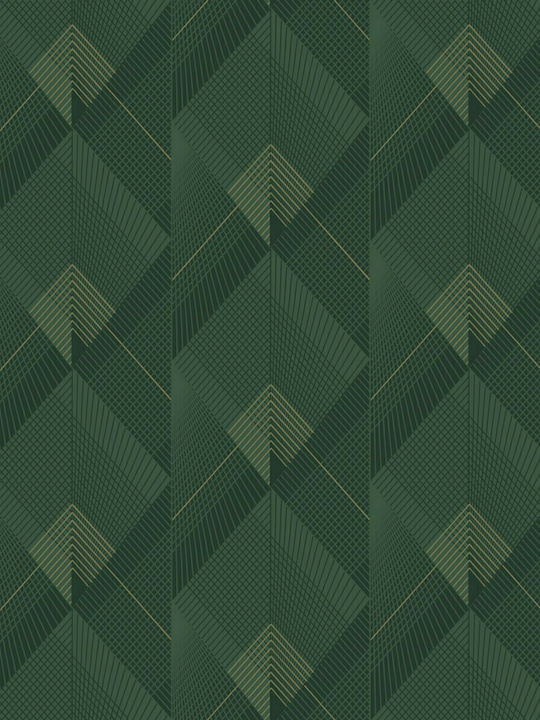 Wallpaper Galactik Geometrique Vinyl Green L1000xW53cm Washable