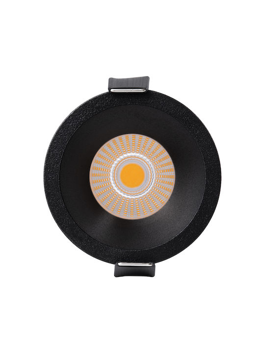 GloboStar Rund Metallisch Einbau Spot mit integriertem LED und Warmweißes Licht Schwarz 6x6cm.