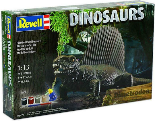 Revell Dimetrodon Modeling Figure 31 Pieces in Scale 1:13 with Glue and Paints 32.6x25cm.