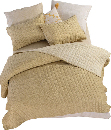 Nef-Nef Homeware Clover Tagesdecke Anderthalbbetten Mikrofaser Yellow 180x220cm