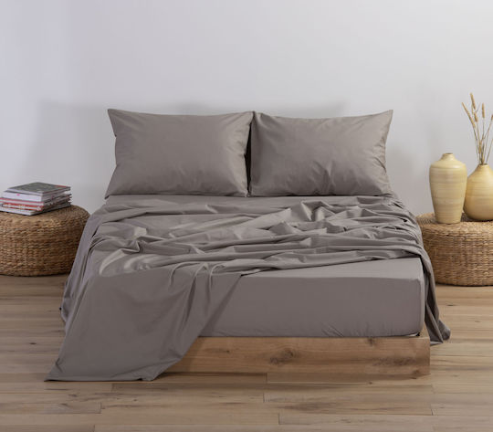 Nef-Nef Homeware Basic Ημίδιπλο 120x200+30εκ. με Λάστιχο 1185 Mocca
