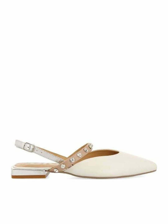 Pantofi balerini pentru femei Slingback Off White