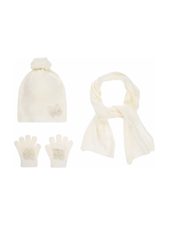 iDO Kinder Mütze Set mit Schal & Handschuhe Stoff Beige