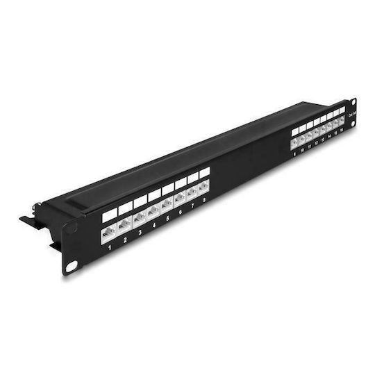 DeLock Patch Panel για Rack 1U 19" 16 Θυρών cat6a Μαύρο