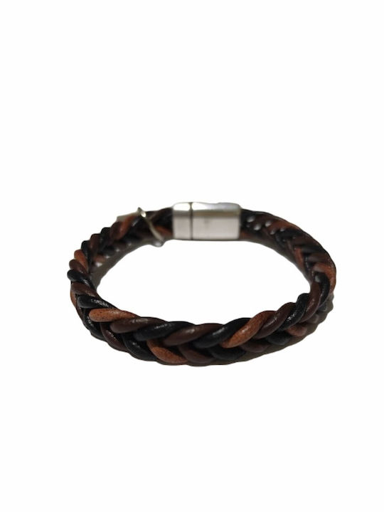 Angelo Barreta Men's Leather Bracelet Braid B0202