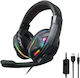 Oakorn Oakorn G4 LED Over Ear Gaming Headset cu conexiune 3,5mm / USB Negru