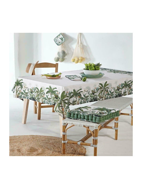 Kentia Kenya Cotton Tablecloth Green / Ecru 150x250cm