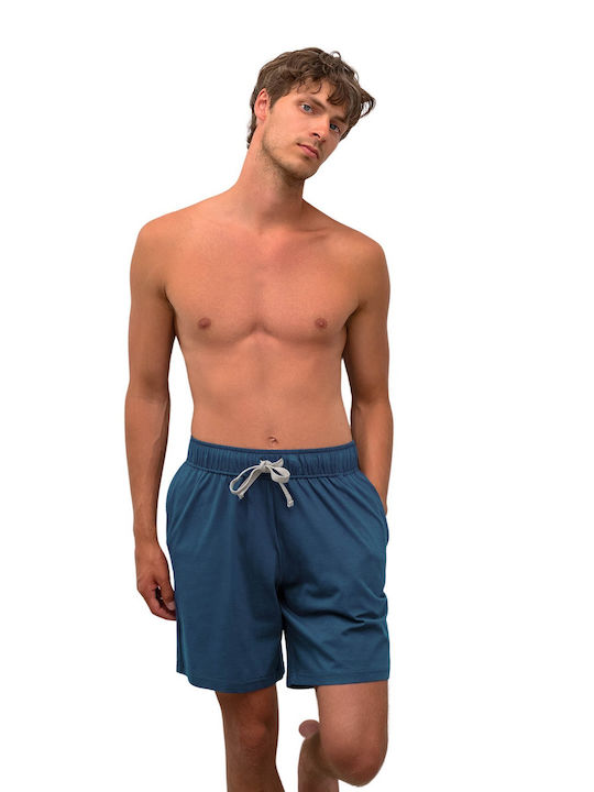 Vamp Men's Winter Cotton Pajama Bermuda Blue