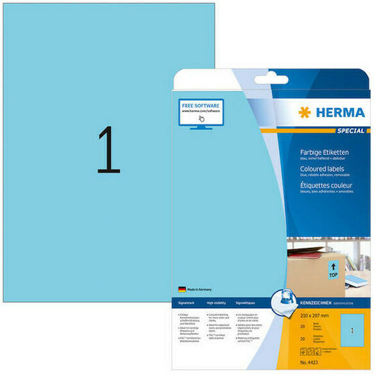 Herma 20 Selbstklebende A4-Etiketten 210x297mm