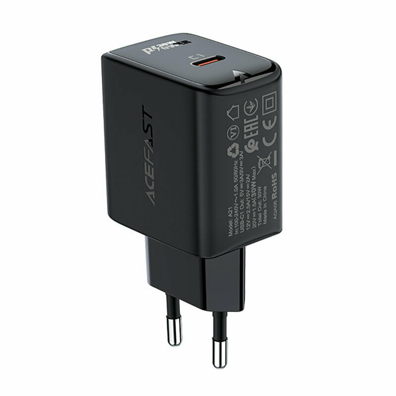 Acefast Φορτιστής Χωρίς Καλώδιο με Θύρα USB-C 30W Power Delivery Μαύρος ...