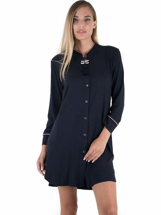 Claire Katrania Winter Women's Nightdress Navy Blue