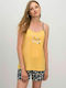 Vamp Sommer Damen Pyjama-Set Baumwolle Yellow