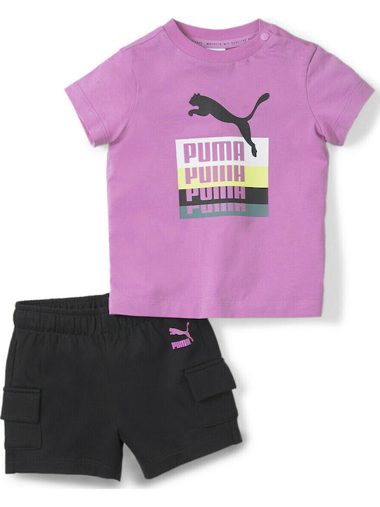 PUMA Παιδικό Σετ με Σορτς Μωβ 2τμχ