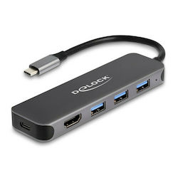 DeLock USB-C Docking Station mit HDMI 4K PD Gray (64171)