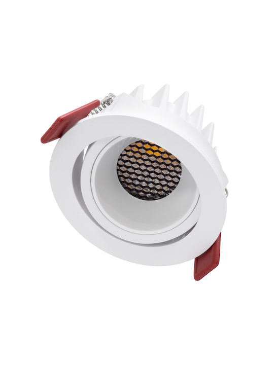 GloboStar Στρογγυλό Μεταλλικό Χωνευτό Σποτ με Ενσωματωμένο LED και Φυσικό Λευκό Φως σε Λευκό χρώμα 8.5x8.5cm