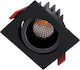 GloboStar Square Metallic Recessed Spot with Integrated LED and Warm White Light Black 8.5x8.5cm. 1pcs