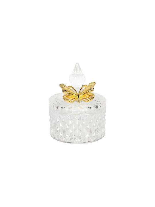 Keskor Glass Sweet Jar with Lid Transparent 8.5x8.5x10.5cm