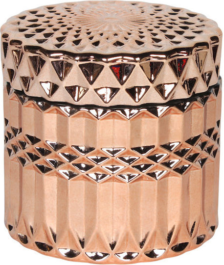 Keskor Φοντανιέρα Γυάλινη με Καπάκι 9x9x8.5cm Ροζ / Χρυσή