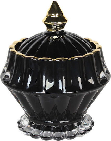 Keskor Φοντανιέρα Glas mit Deckel 10x10x11cm Black / Gold