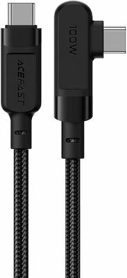 Acefast C5-03 Angle (90°) / Braided USB 2.0 Cable USB-C male - USB-C male Μαύρο 2m