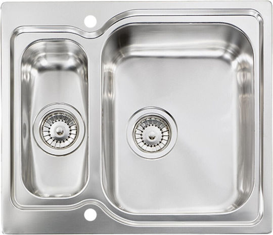 Sanitec Matico Drop-In Küchenspüle Rechts Inox Gebürstetes Finish M58xB50cm Silber