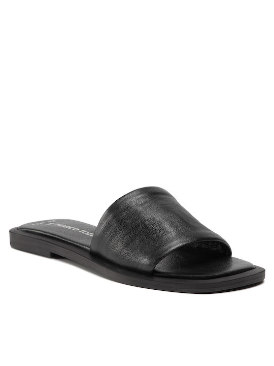 Marco Tozzi Leather Women's Flat Sandals In Black Colour