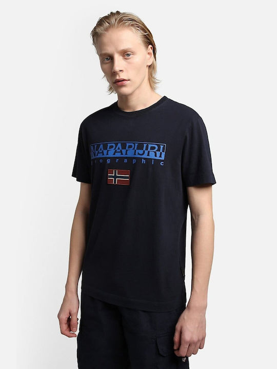 Napapijri Ανδρικό T-shirt Navy Μπλε με Λογότυπο
