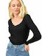 Women's top with V neckline Black 13802